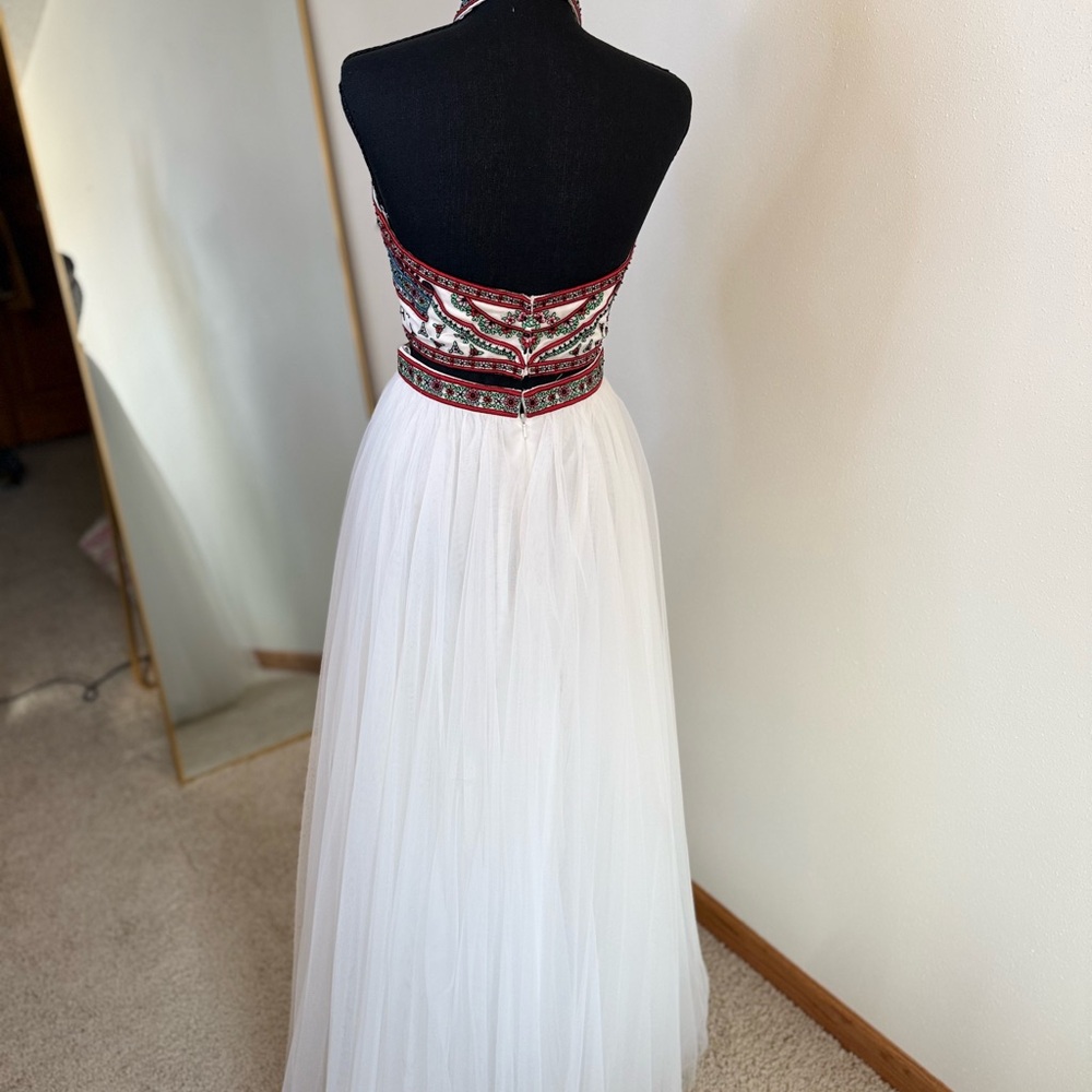 Sherri Hill 72171 Beaded Halter Ball Gown Prom Dress White Size 4 - Picture 15 of 15